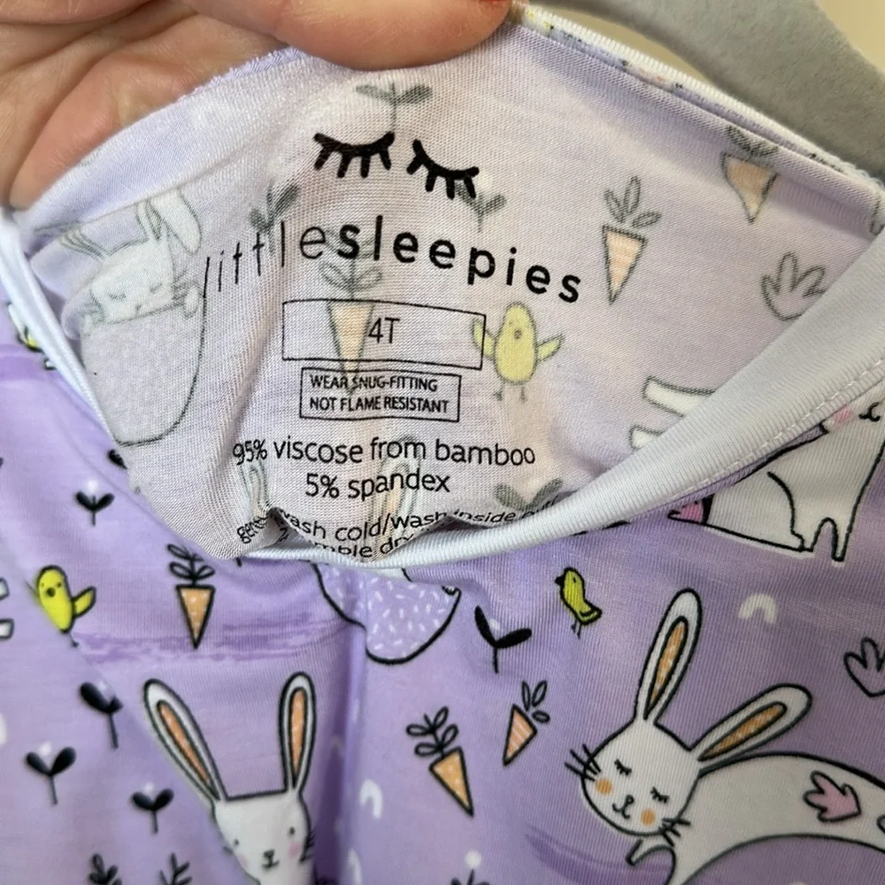 Little Sleepies Lavender Bunnies Long Sleeve Easter Pajamas 4T - Picture 3 of 15